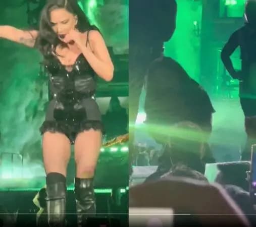 女神卡卡喊停演唱会后，亲自走到舞台边缘查看跌落舞者的伤势