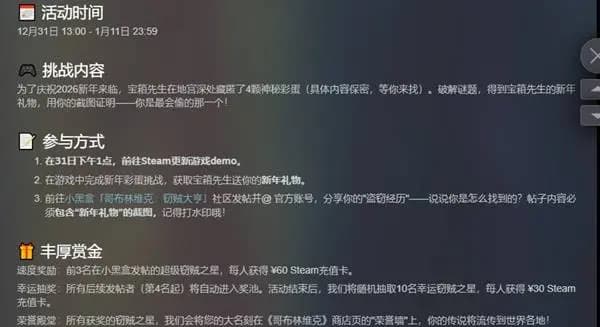 《哥布林维克：窃贼大亨》开启新年“彩蛋”战利品活动！"超级窃贼之星“可获Steam礼品卡