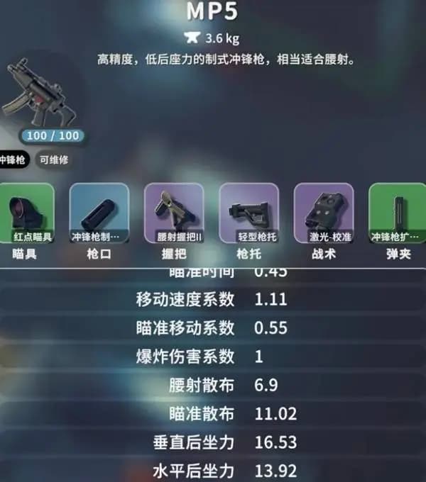 MP5冲锋枪高机动性跑打改装