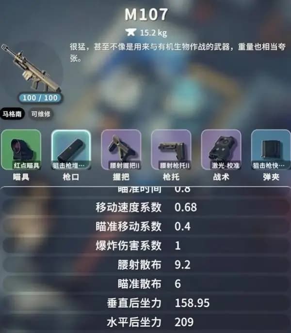 M107重型狙击步枪实验室腰射改装