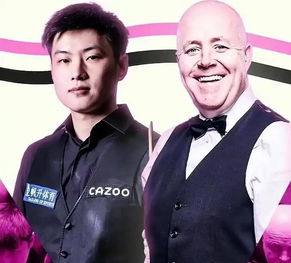 中国小将吴宜泽在大师赛首秀中专注击球