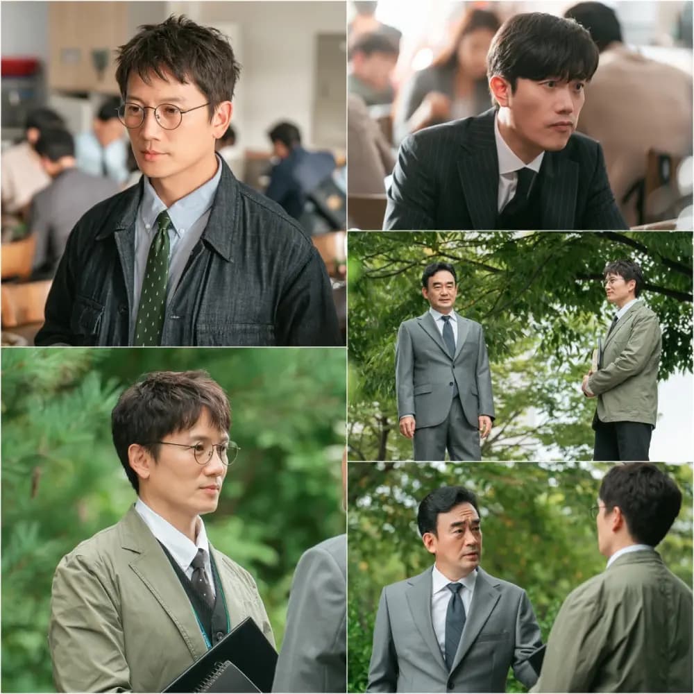 韩剧《法官李汉英》剧照：池晟与朴熙顺在餐厅进行紧张的心理对峙