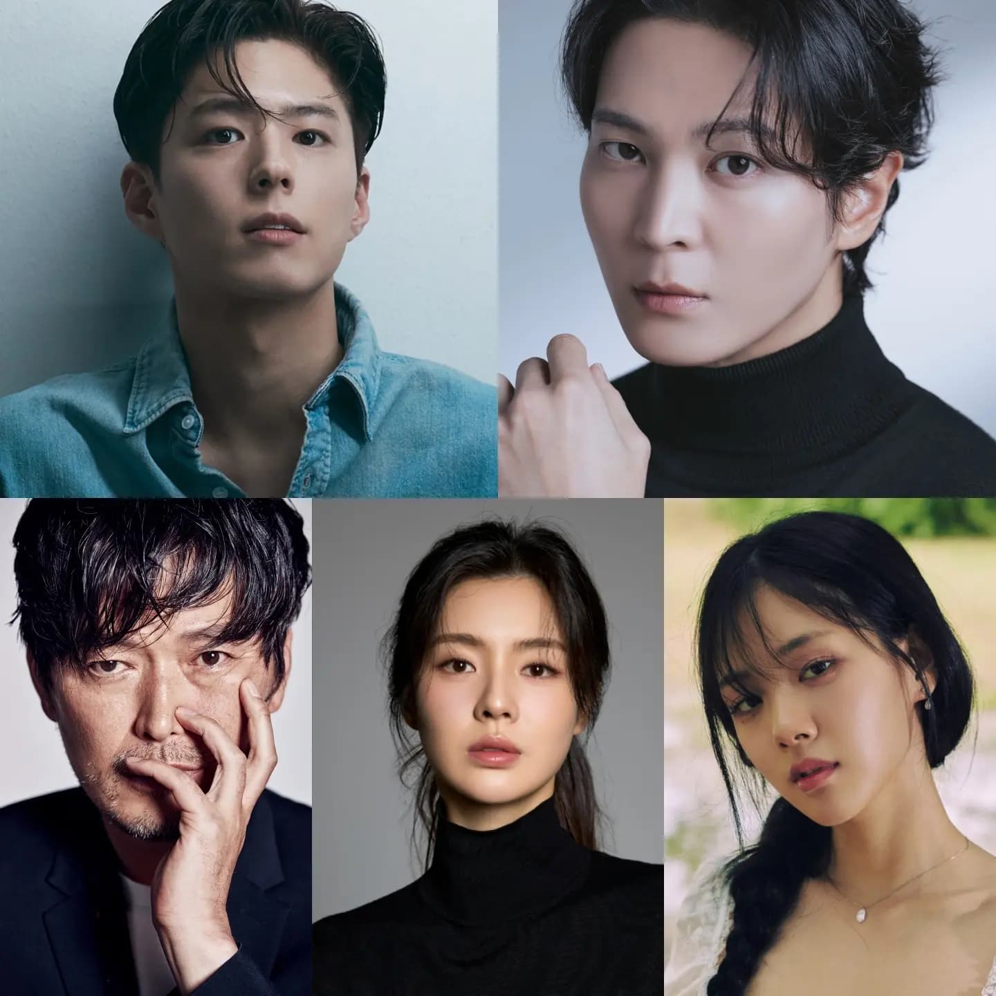 朴宝剑与周元主演电影《刀：古斗莫汗之剑》演员阵容与金汉民导演合影