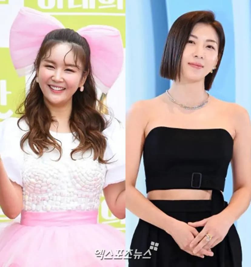 张英兰与河智苑节目合影 娱乐圈友情美谈现场