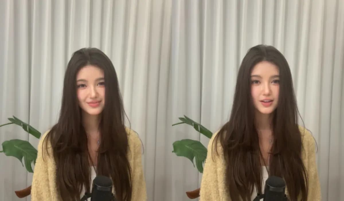 丹尼尔Danielle个人直播首秀画面,眼神流露伤感